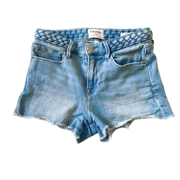 FRAME Le Cutoff Braid Waist Denim Shorts size 26 - Picture 3 of 16